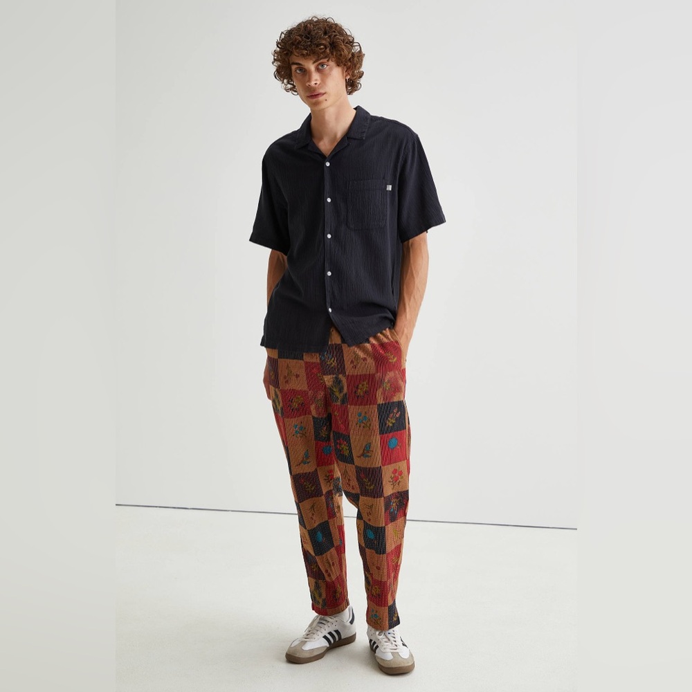 NWT Multicolor Patchwork stitched Pants brown motif